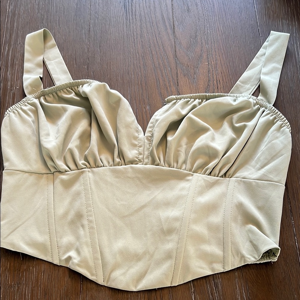 Kendall & Kylie Light Sage Green Bustier Top